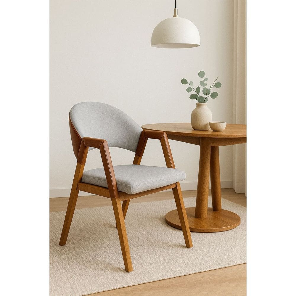 Cadeira Luiza Sala de Jantar com Braco Madeira Macica Movellu Home