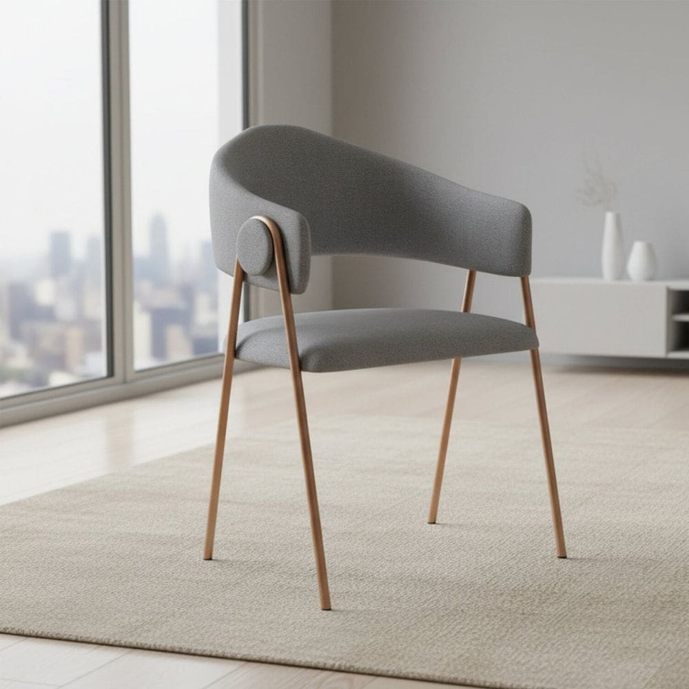 Cadeira Poltrona para Sala Estofado Base Grafite/Dourado