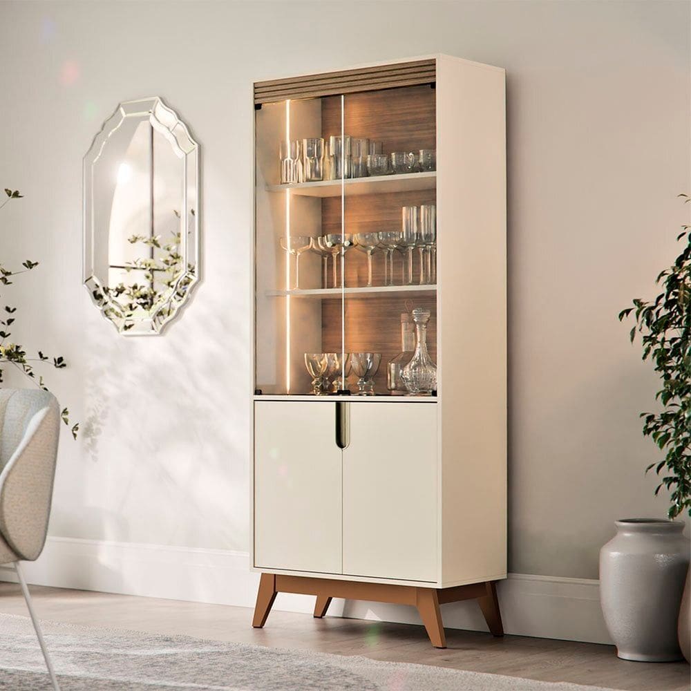 Cristaleira para Sala de Jantar Paraty Off White / Amendoa