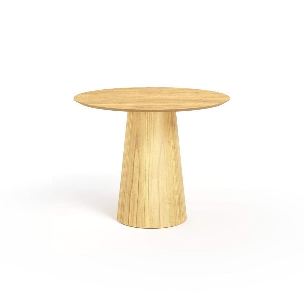 Mesa De Jantar Redonda 100cm Scandi 4 Lugares Lamina Natural De Madeira Damasco