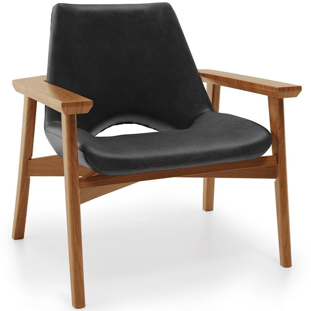Poltrona Decorativa Living Base Madeira Becker L02 Couríssimo Preto