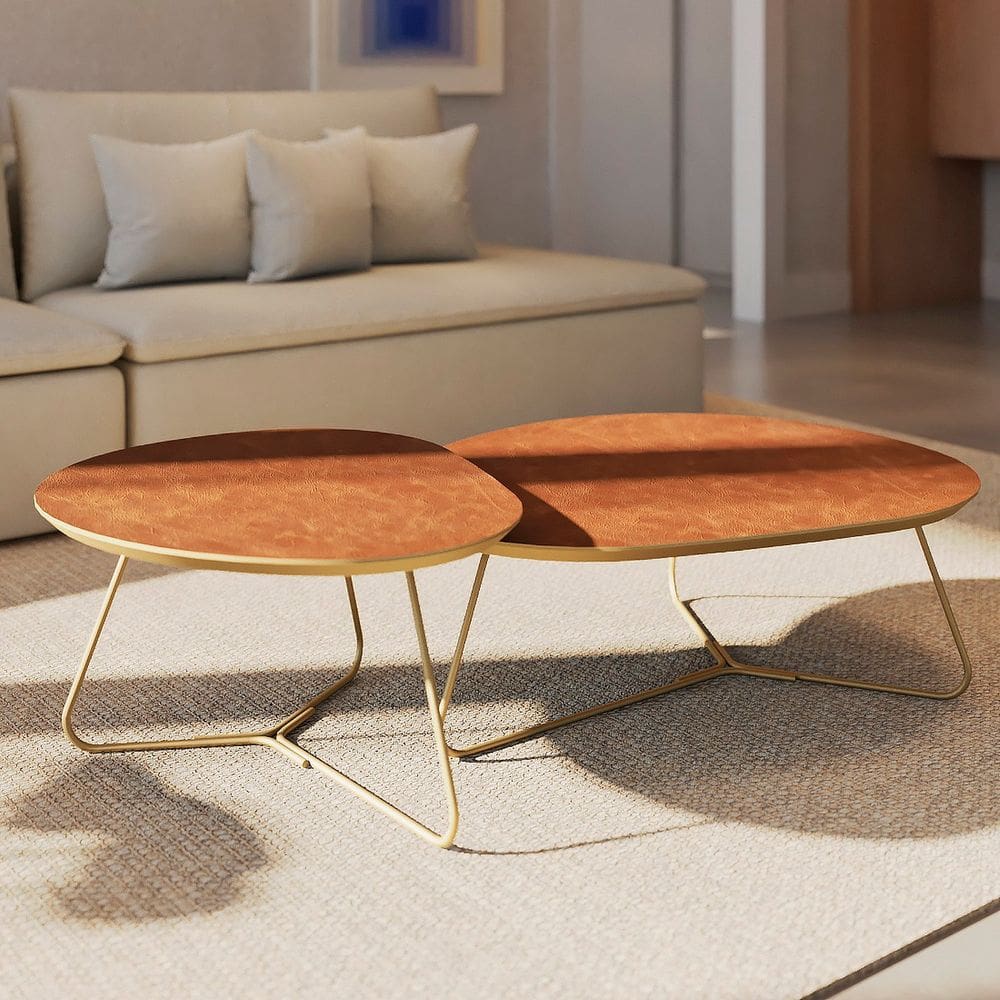 Mesa de Centro para Sala de Estar Lira Recouro Caramelo / Gold