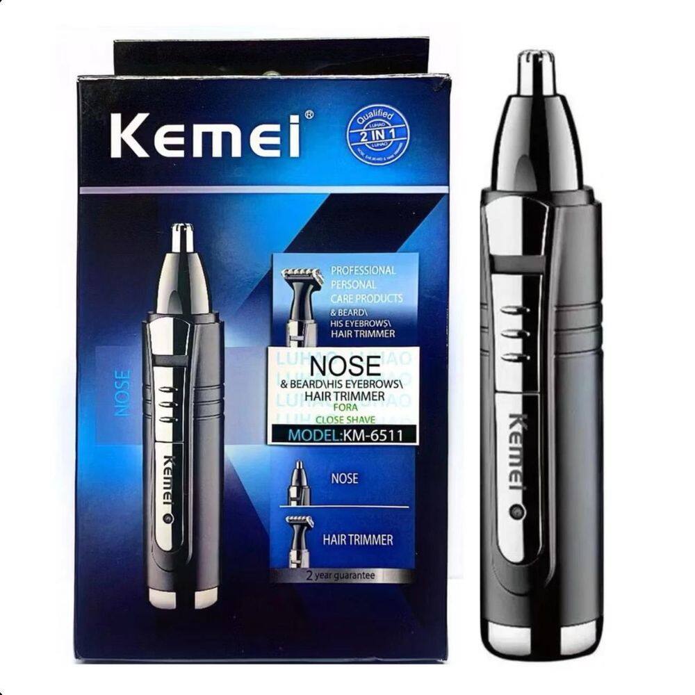 Kemei-6511 Cortador De Pelos Nariz E Barba Preto