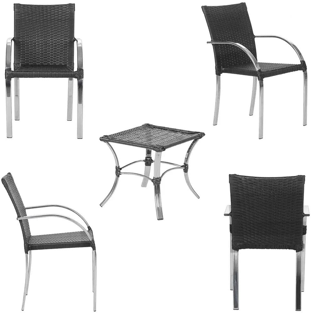 Jogo de 4 Cadeiras com Mesa de Centro Ascoli Preto