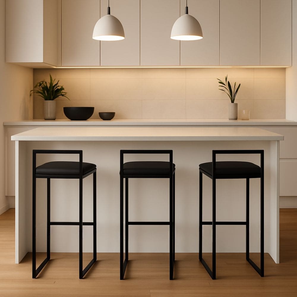 Kit 3 Banquetas Corino Ferro Cozinha Balcão Alta Bistro