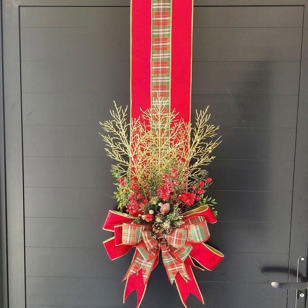 Escapulário Enfeite Natalino Para Porta Laço Arranjo Flor 2m