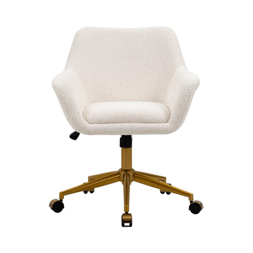 Cadeira Poltrona Giratória Pelegrin PEL-2001 Dourada e Branca