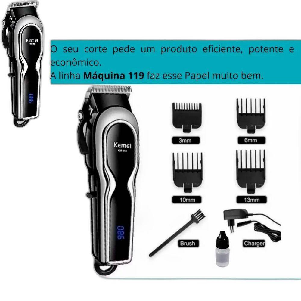 Máquina Digital Kemei Recarregável Bivolt Leve