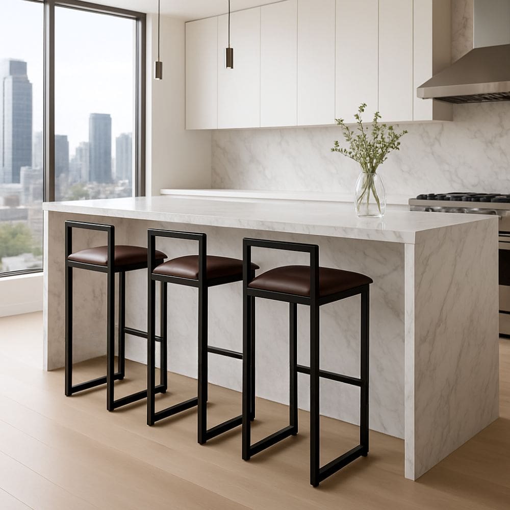 Kit 3 Banquetas Corino Ferro Cozinha Balcão Alta Bistro