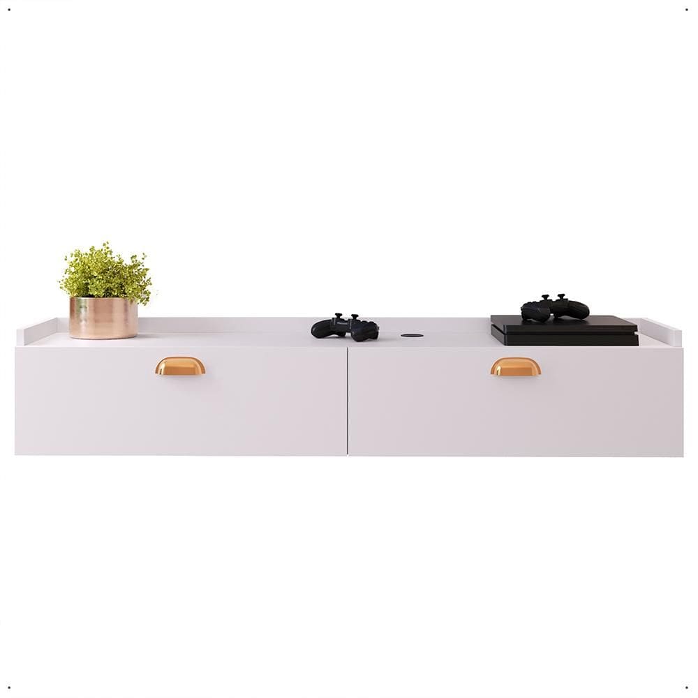 Rack Suspenso Home Decor Estante Tv 42 Polegadas Bancada Pequena 2 Portas Multiuso Decoração Sala Quarto