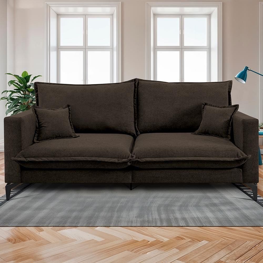 Sofá 2 Lugares Modular Boma. 1,70m Boucle Sofá Inbox Marrom