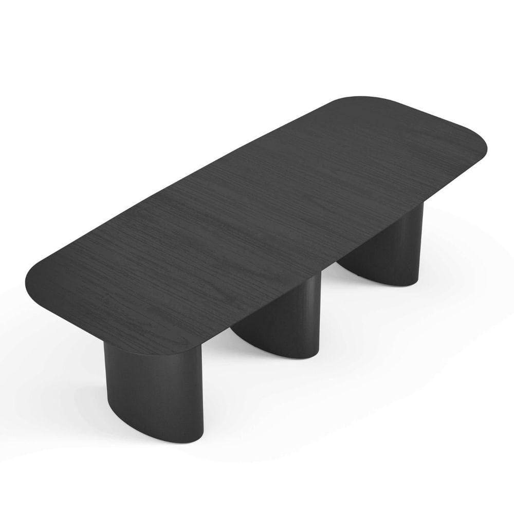 Mesa De Jantar Orgânica Tivoli 320cm X 110cm 10 Lugares Lamina Cinamomo Preto