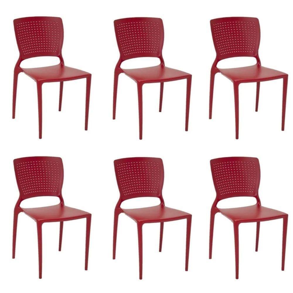 Kit 6 Cadeiras Safira Vermelha Tramontina 92048/040