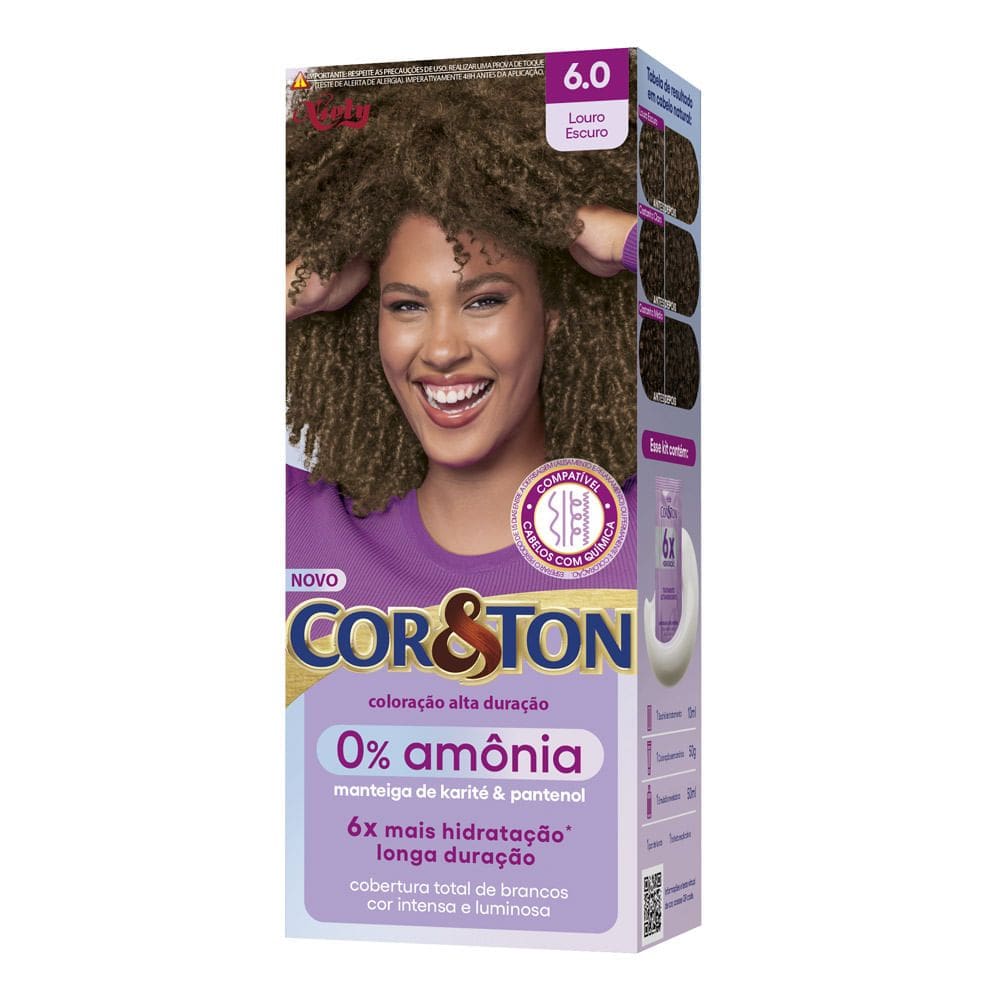 Tintura Cor&Ton Sem Amônia Louro Escuro 6.0 Kit