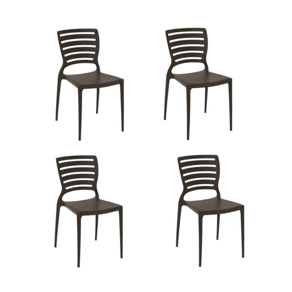 Kit 4 Cadeiras Sofia Marrom Tramontina Encosto Vazado Horizontal 92237/109