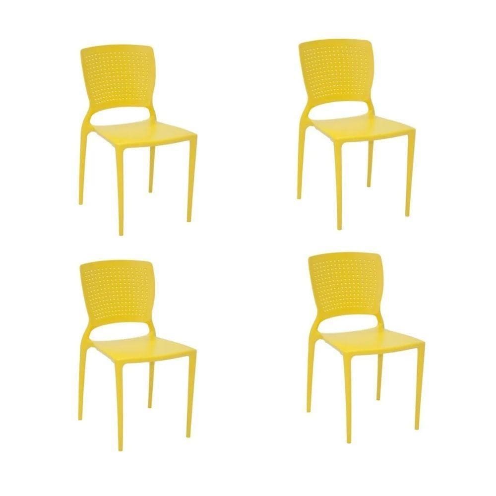 Kit 4 Cadeiras Safira Amarela Tramontina 92048/000