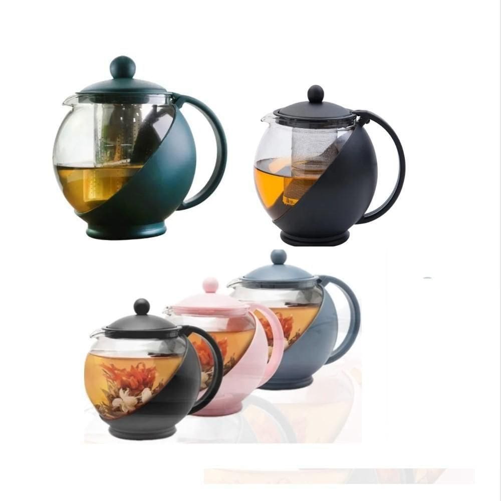 Bule Infusor Chaleira Vidro 750ml Inox Jarra Filtro Coador Cha Cafe Cozinha Vintage Luxo