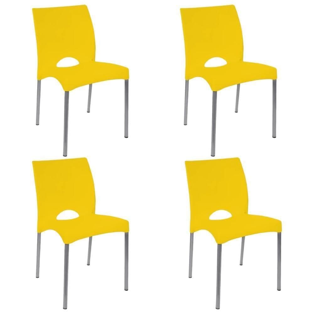 Kit 4 Cadeira Boston Exterior Interior Preta Resistente Garden Life