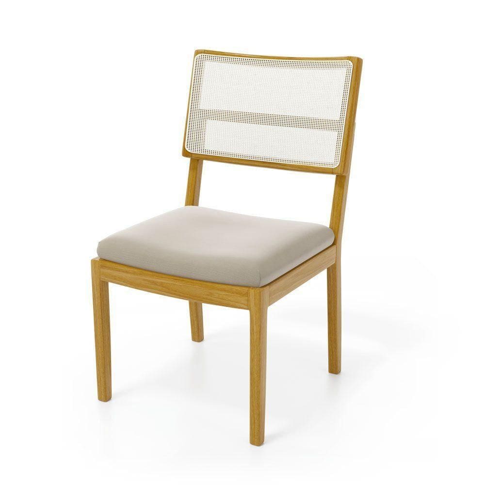 Cadeira Milena Madeira Maciça Assento Estofado Encosto De Tela Sintética Veludo Bege 102