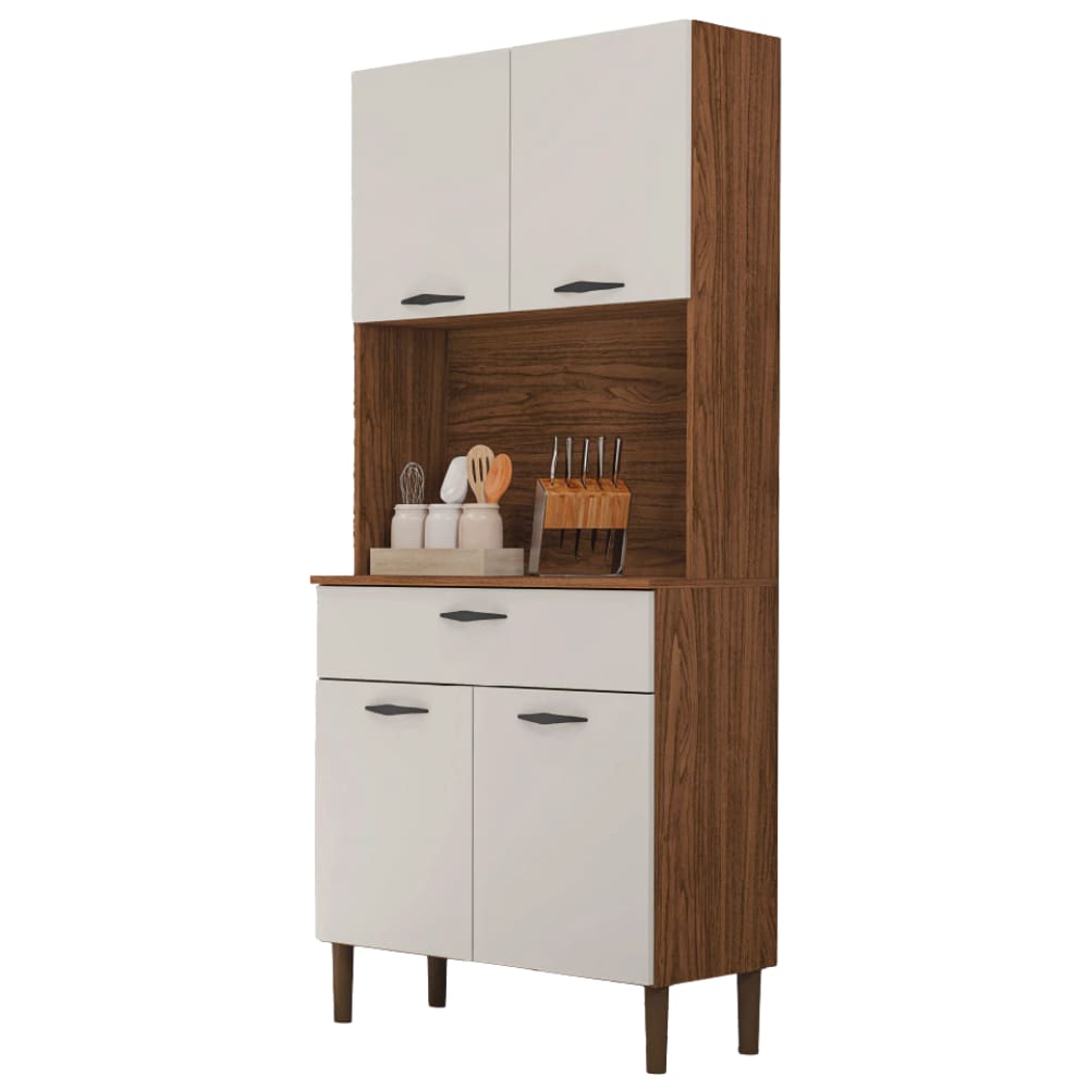 Armário de Cozinha Completa 4 Portas 1 Gaveta Cris Nogueira / Off White Kit`s Paraná