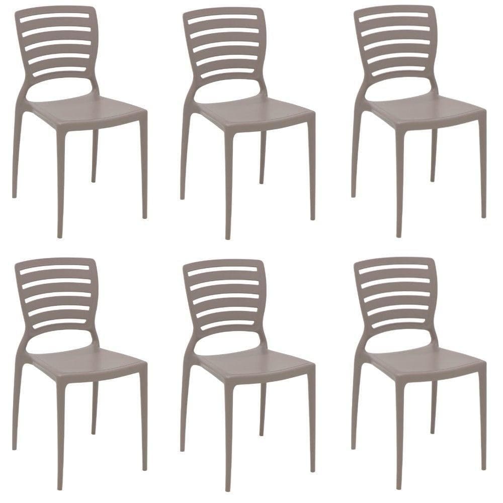 Kit 6 Cadeiras Sofia Camurça Tramontina Encosto Vazado Horizontal 92237/310