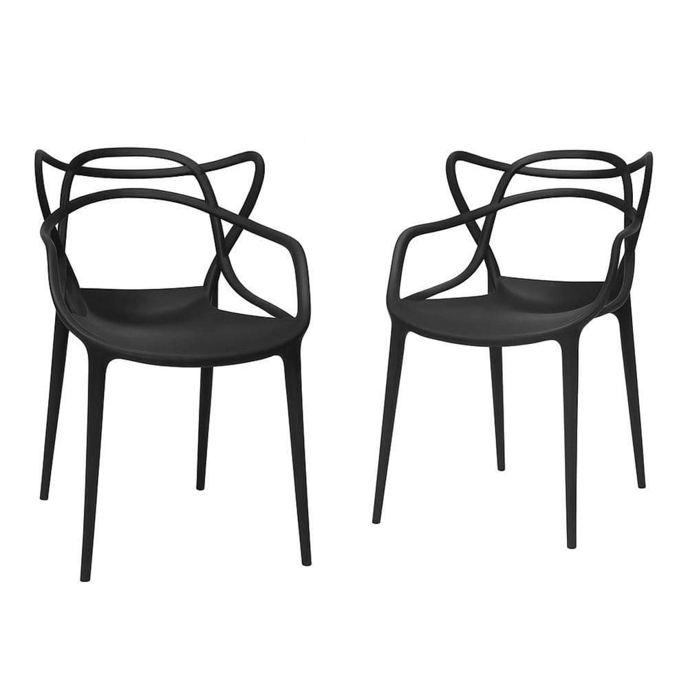 Kit 2 Cadeiras Sala De Estar Moderna Cor:preto