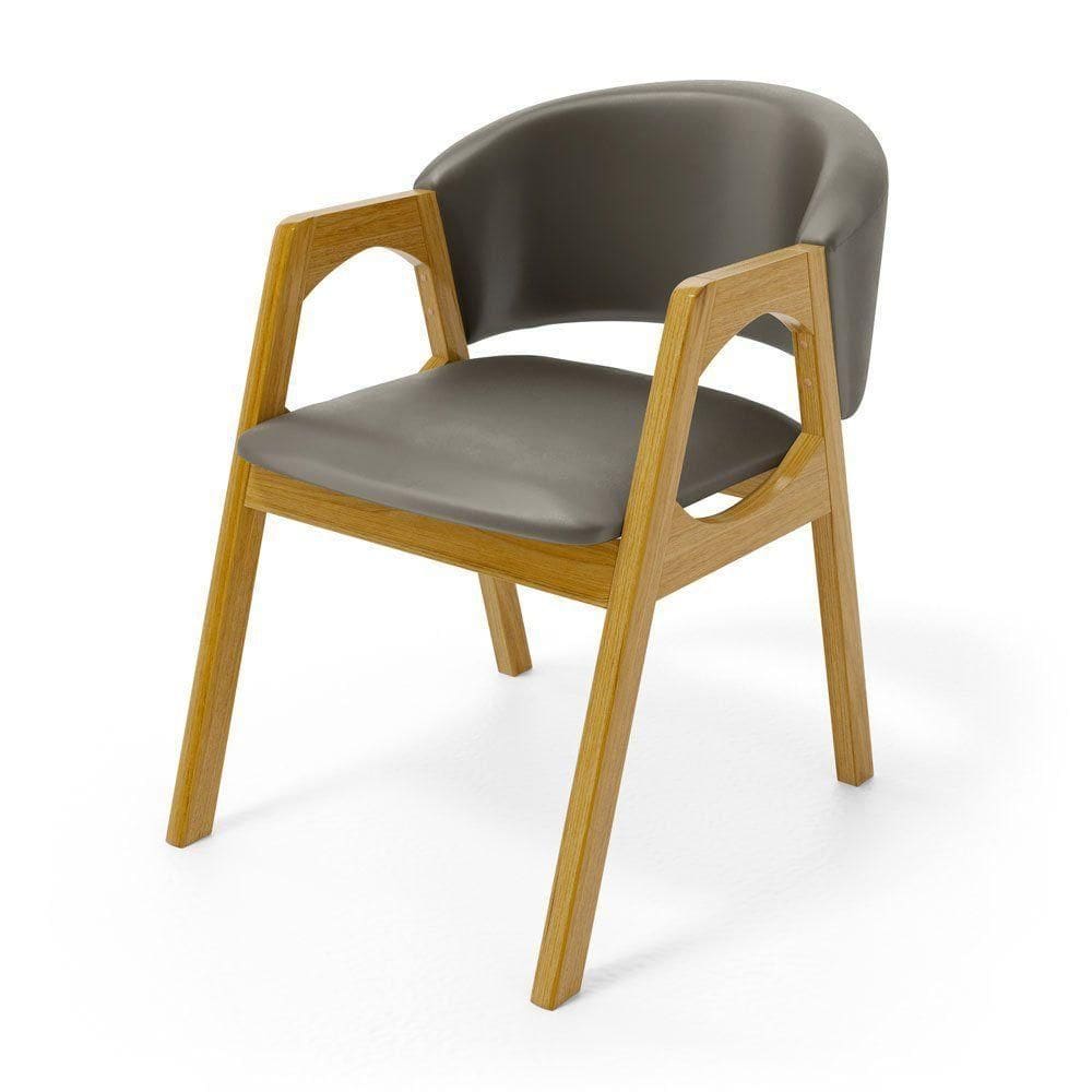 Cadeira Agatha Madeira Maciça Estofada Para Mesa De Jantar Veludo Chumbo 109