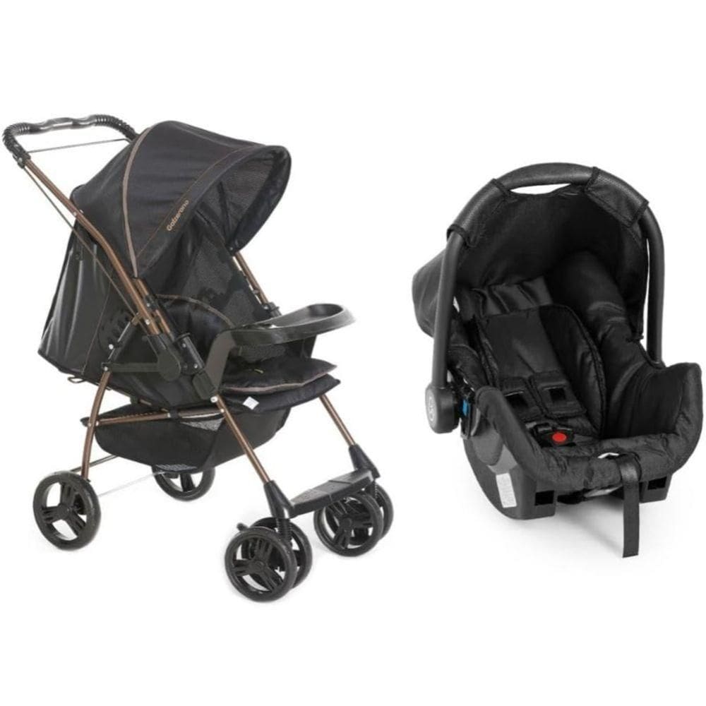 Travel System Galzerano Carrinho De Bebê Milano Reversível Iii 1019 Até 15kg Preto Cobre