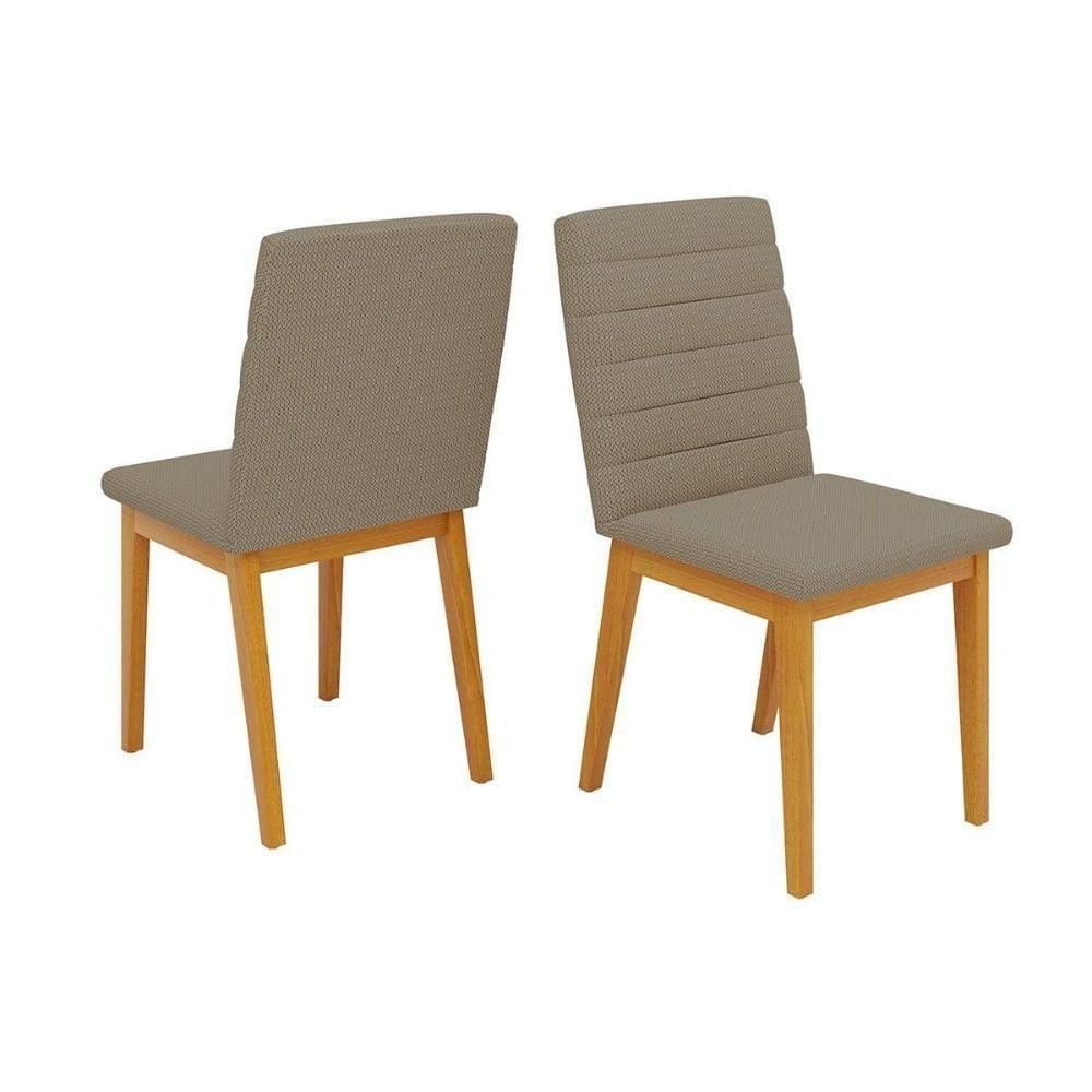 Cadeira Sala De Jantar Sofia Madeira Kit 2 Un Ipe-linho Bege - Dj Móveis