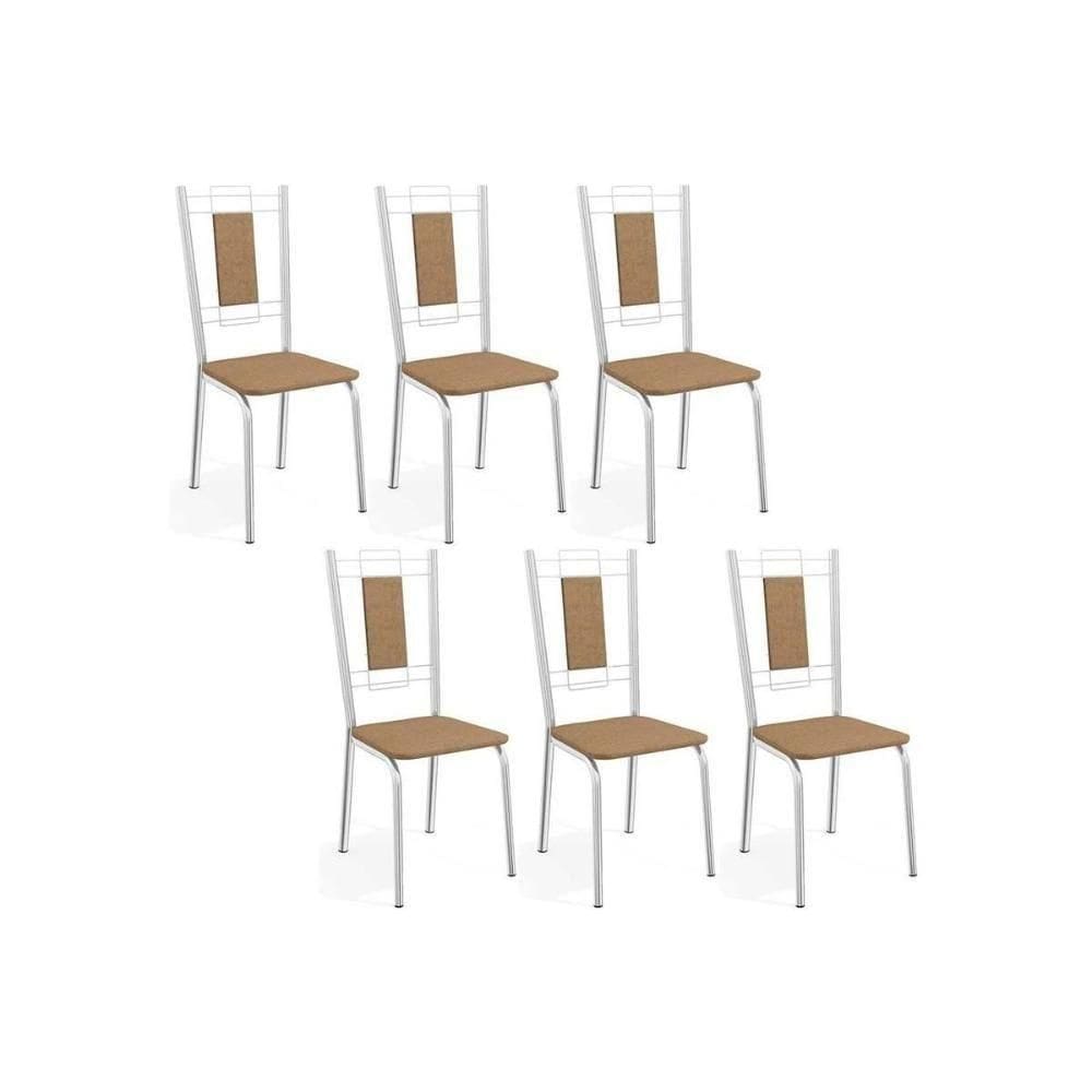 Cadeira De Cozinha Florença 2c005 Aço Kit 6 Uni Cromada-capuccino - Kappesberg