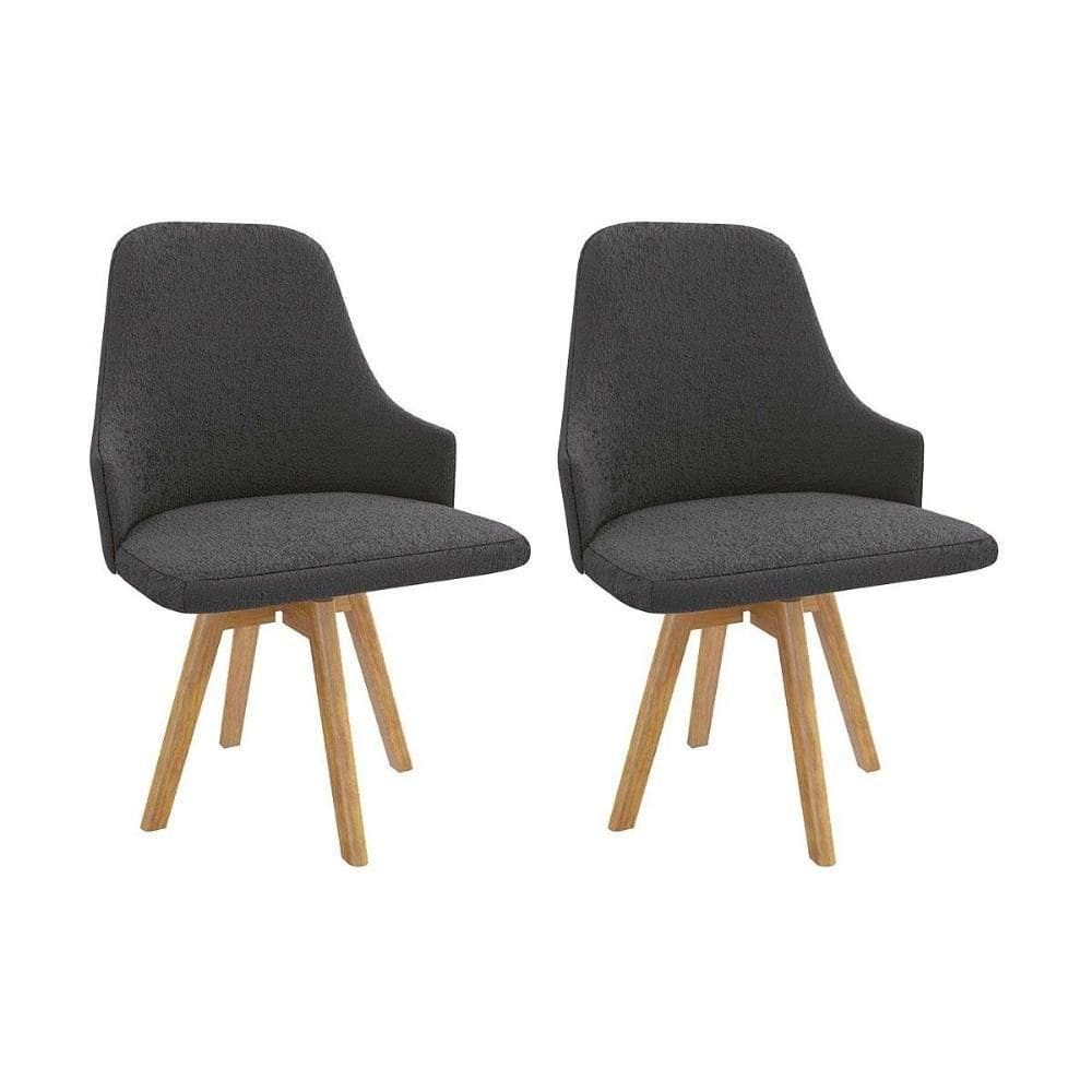 Cadeira Sala De Jantar Suria 1c002ca Premium Madeira Maciça Kit 2 Un Carvalho-boucle Grafite - Kappesberg