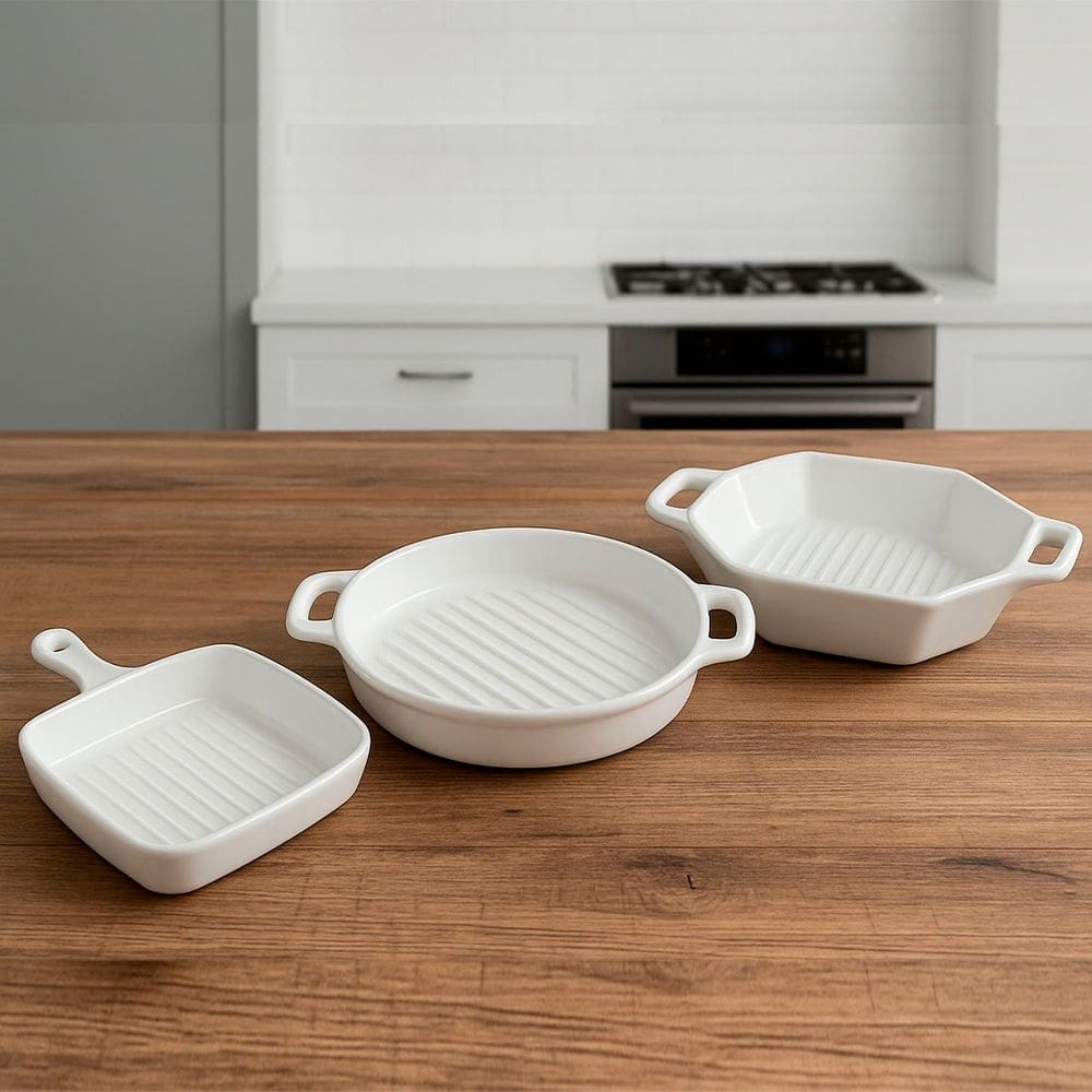 Travessas Petisqueiras Assadeiras Cerâmica Servir Kit 3pçs