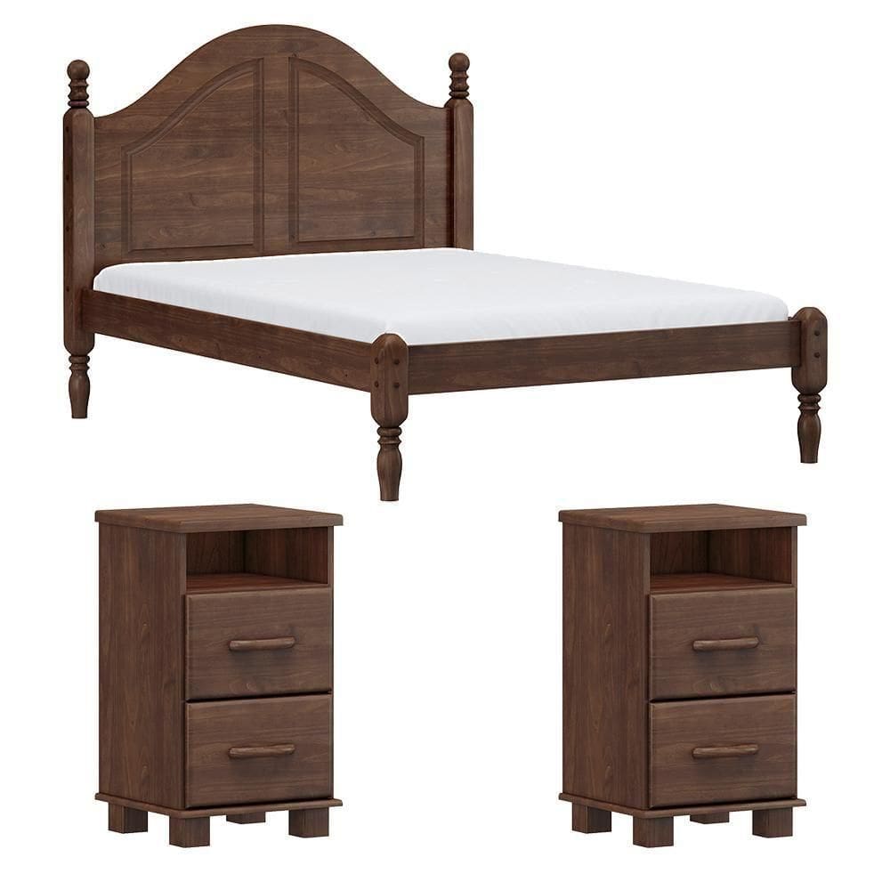 Cama Casal 02 Mesas De Cabeceira Madeira Maciça Milani Store Cafe