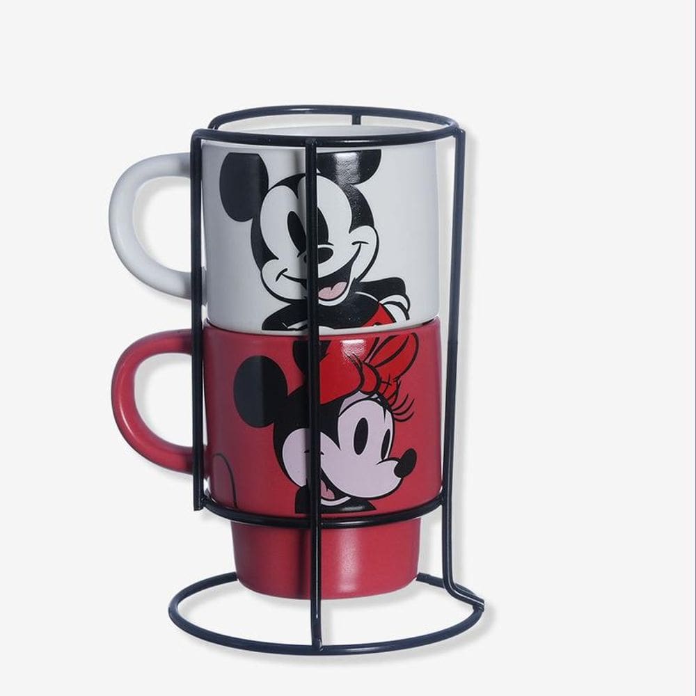 Kit Canecas Empilhaveis Mickey Mouse E Minnie Mouse