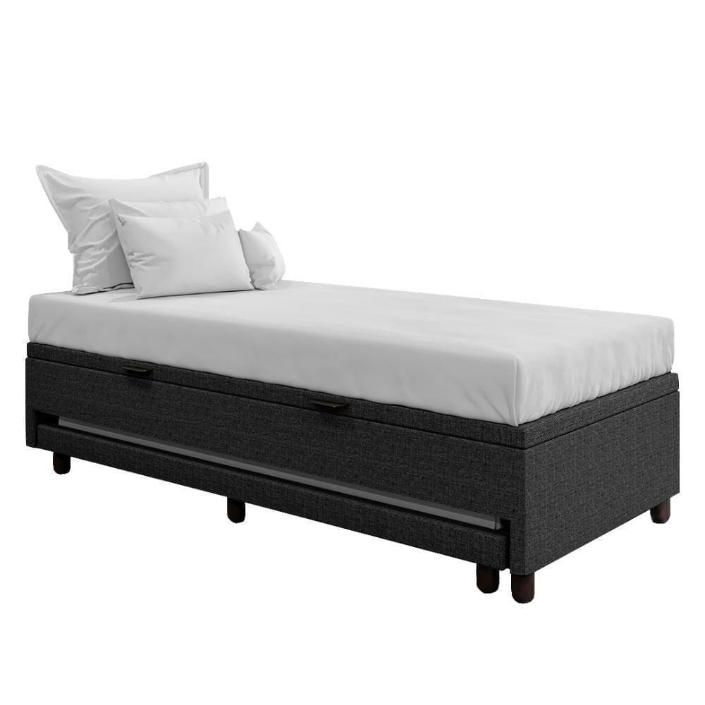 Bicama Box Baú Solteirão 96x188 Cm Samy S05 Linho Preto - Mpozenato