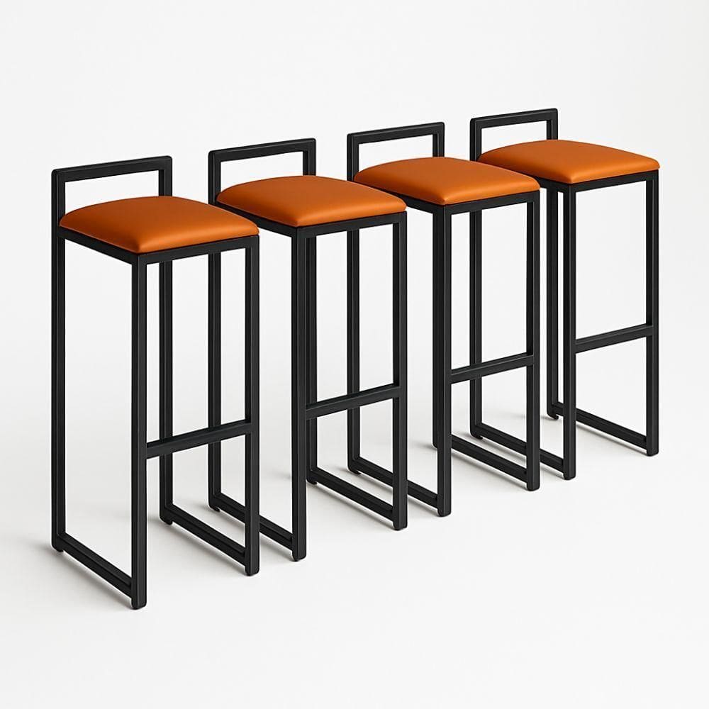 Kit 4 Banqueta Corino Balcão Industrial Cozinha Gourmet Bar Caramelo
