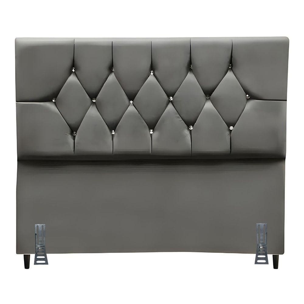 Cabeceira Para Cama Box King 195 Cm Brenda Com Frame Suede Cinza