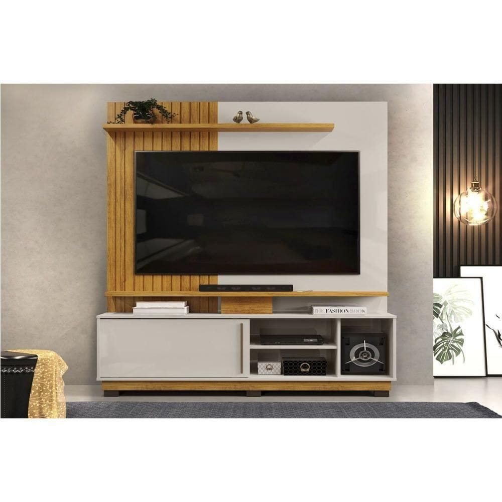 Home P/ Tv Até 55 Pol Atenas C/ 1 Porta 184x150cm Cedro/bali - Dj Móveis
