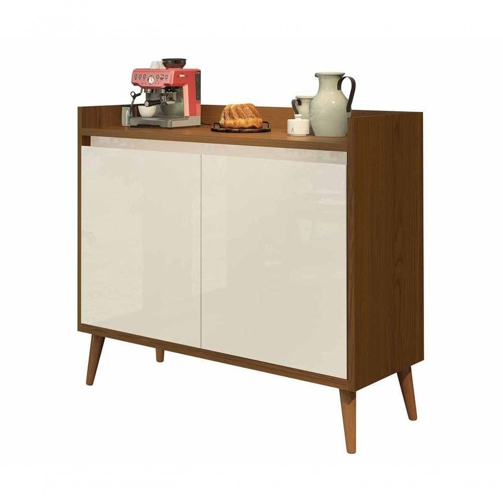 Buffet Aparador Retrô Delux 2 Portas Freijó Com Off White - Moveisaqui
