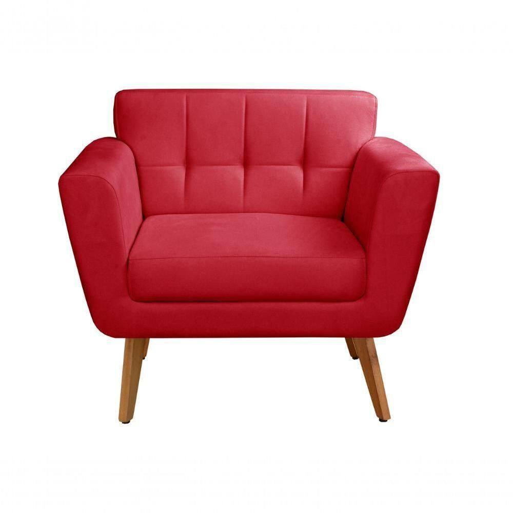 Poltrona Decorativa Bruna Living Sala Quarto Recepção - Suede Vermelho 100