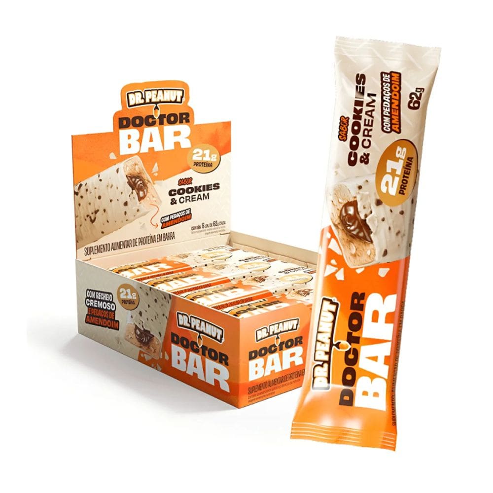 Barra de Proteína Doctor Bar (Caixa c/8un de 62g) Dr. Peanut
