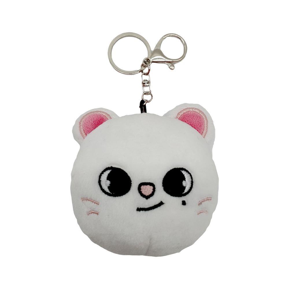 Chaveiro de pelúcia, boneca, gato branco, 15 cm