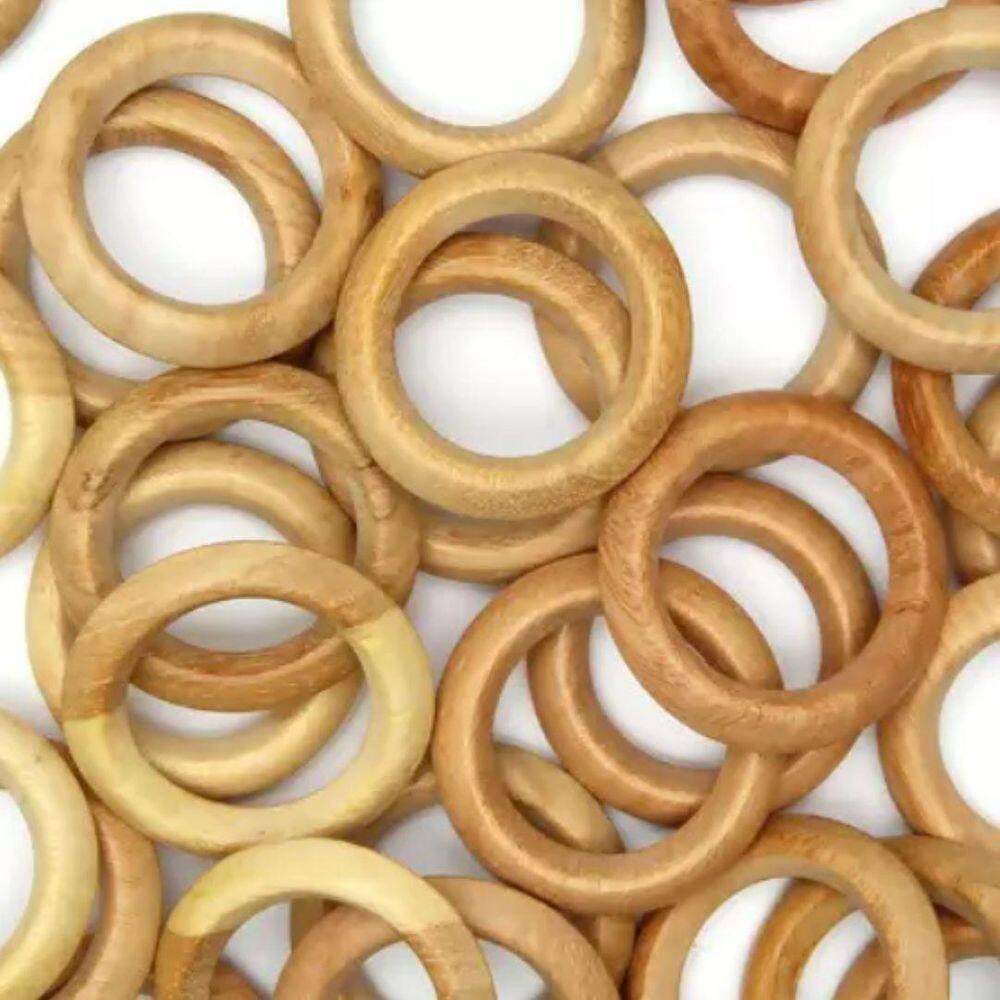 Argola De Madeira Cerejeira Natural 3Cm N.0 Com 25 Peças