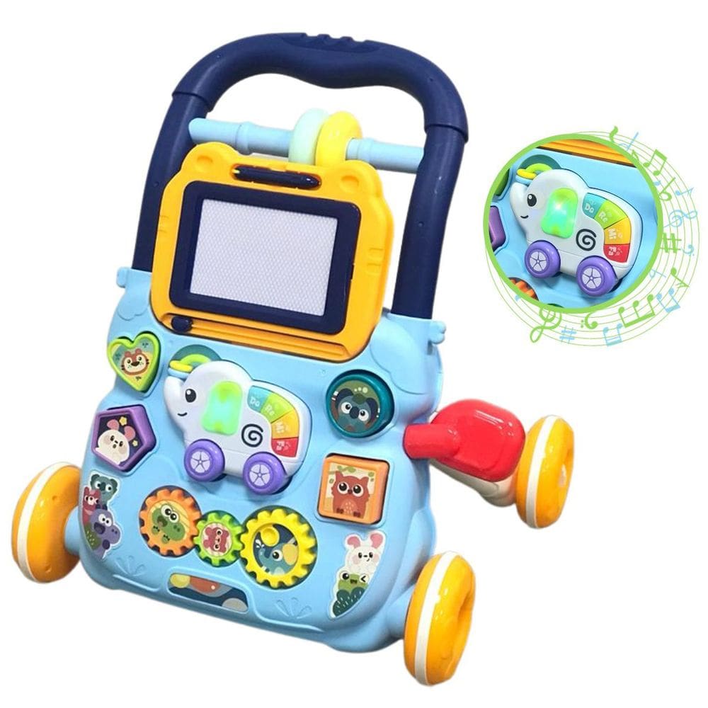 Andador Empurrador Infantil Musical Lousa Mágica Carrinho Bebê Didático Azul Importway Bw263