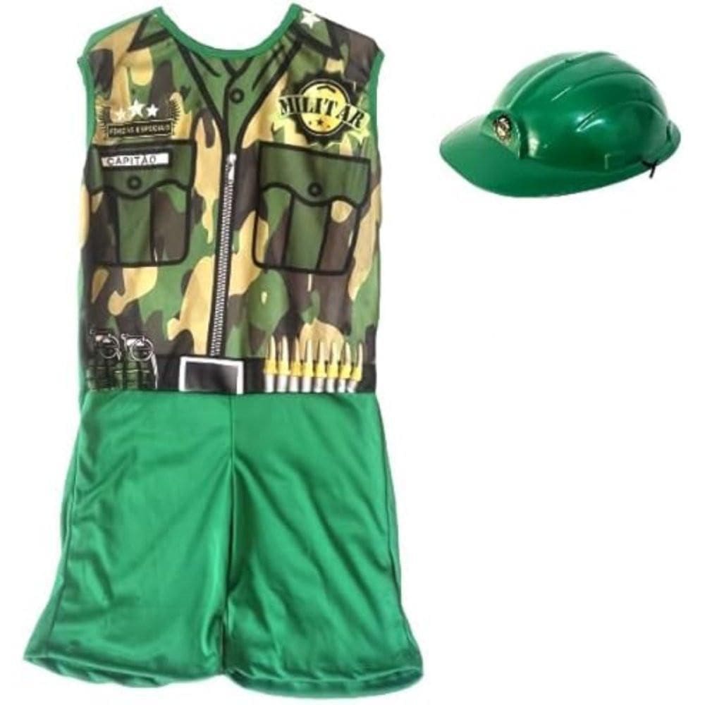 Fantasia Infantil Militar Com Capacete GG