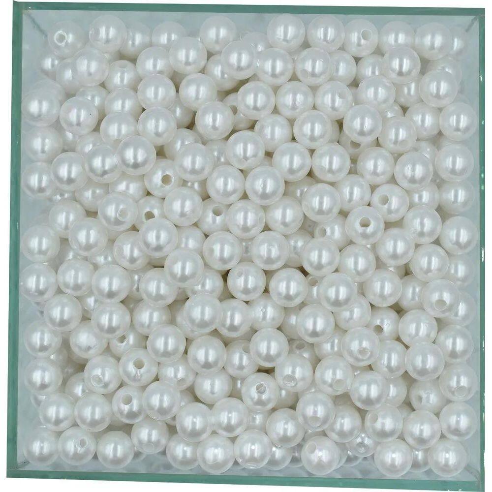 2X Perola Abs Inteira 8Mm C/Furo 1000 Und 250G Perolas Cor B