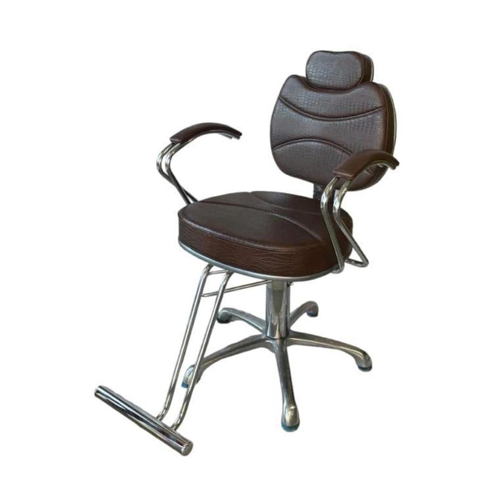 Cadeira Reclinável Hidráulica Salão De Beleza Marrom Escuro