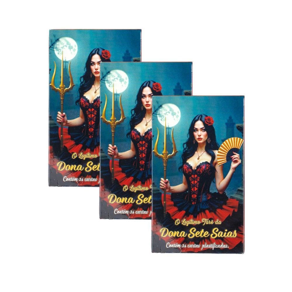Kit Com 3 O Tarô Dona Sete Saias 36 Cartas Plas+Man