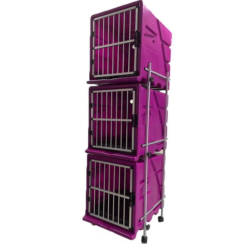 Canil 3 Módulos Minag Rosa com Portas de Alumínio