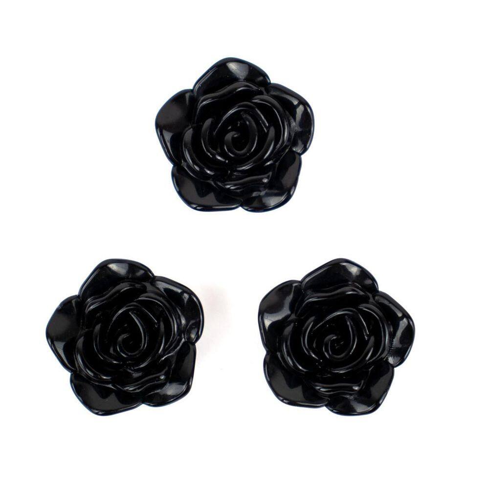 Miçanga Em Resina Flor Rosa Negra 2 Cm